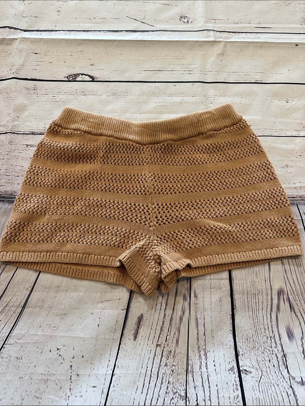Roxy High-Waist Knit Shorts in Camel